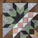 Amish Barn Quilt Wall Art, 2 by 2 Sage and Black Flowerburst