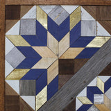 Amish Barn Quilt Wall Art, 3 by 3 Large Blue and Gold Flowerburst