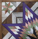 Amish Barn Quilt Wall Art, 3 by 3 Large Purple And Sage Stars