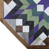 Amish Barn Quilt Wall Art, 2 by 2 Octagon: Purple and Green Flower