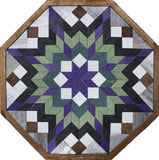 Amish Barn Quilt Wall Art, 2 by 2 Octagon: Purple and Green Flower