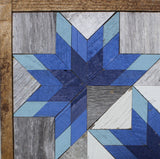 Amish Barn Quilt Wall Art, 2 by 2  Dark and Baby Blue Starburst