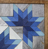 Amish Barn Quilt Wall Art, 2 by 2  Dark and Baby Blue Starburst