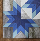 Amish Barn Quilt Wall Art, 2 by 2  Dark and Baby Blue Starburst