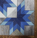 Amish Barn Quilt Wall Art, 2 by 2  Dark and Baby Blue Starburst