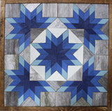 Amish Barn Quilt Wall Art, 2 by 2  Dark and Baby Blue Starburst