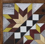 Amish Barn Quilt Wall Art, 2 by 2  Yellow and Maroon Flowerburst