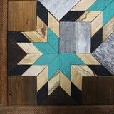 Amish Barn Quilt Wall Art, 2 by 2  Teal and Black Flowerburst