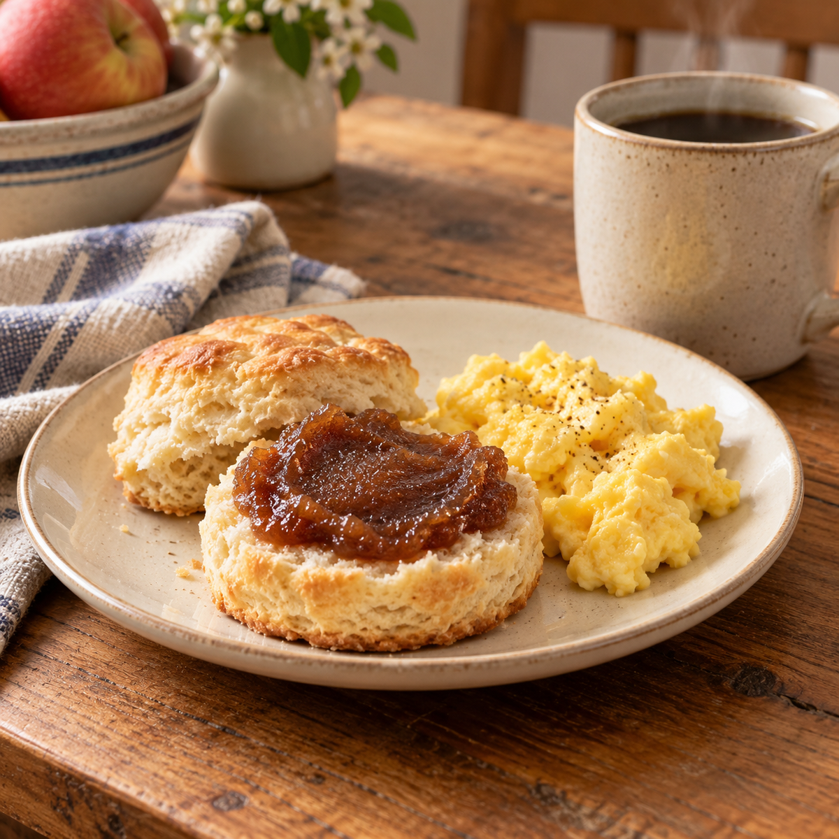 AI-generated serving suggestion: honey apple butter meal.