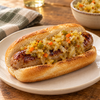 AI-generated serving suggestion: hot chow chow serving.