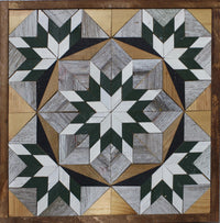 Original product photograph of the 20.75-inch barn quilt, Green and White design.