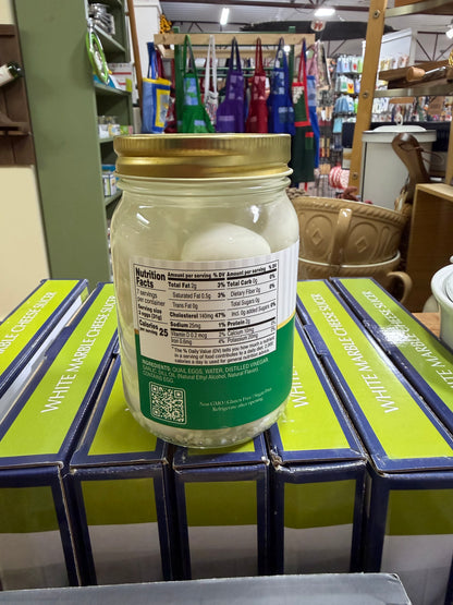 Genuine ingredient and nutrition label photograph of Byler Garlic Dill Pickled Quail Eggs | 16.5 oz