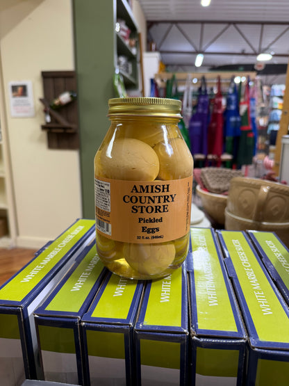 Genuine front label photograph of Classic Pickled Eggs in Vinegar Brine | 32 fl oz