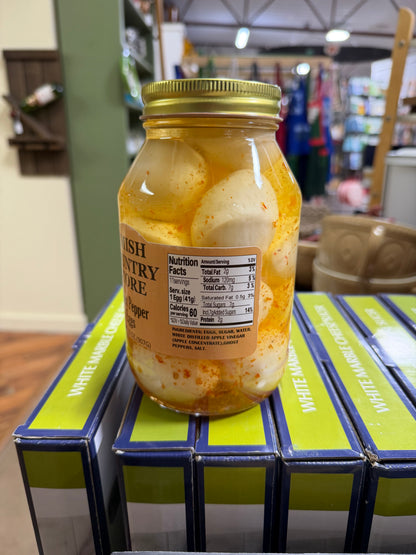 Genuine ingredient and nutrition label photograph of Ghost Pepper Pickled Eggs | 32 oz