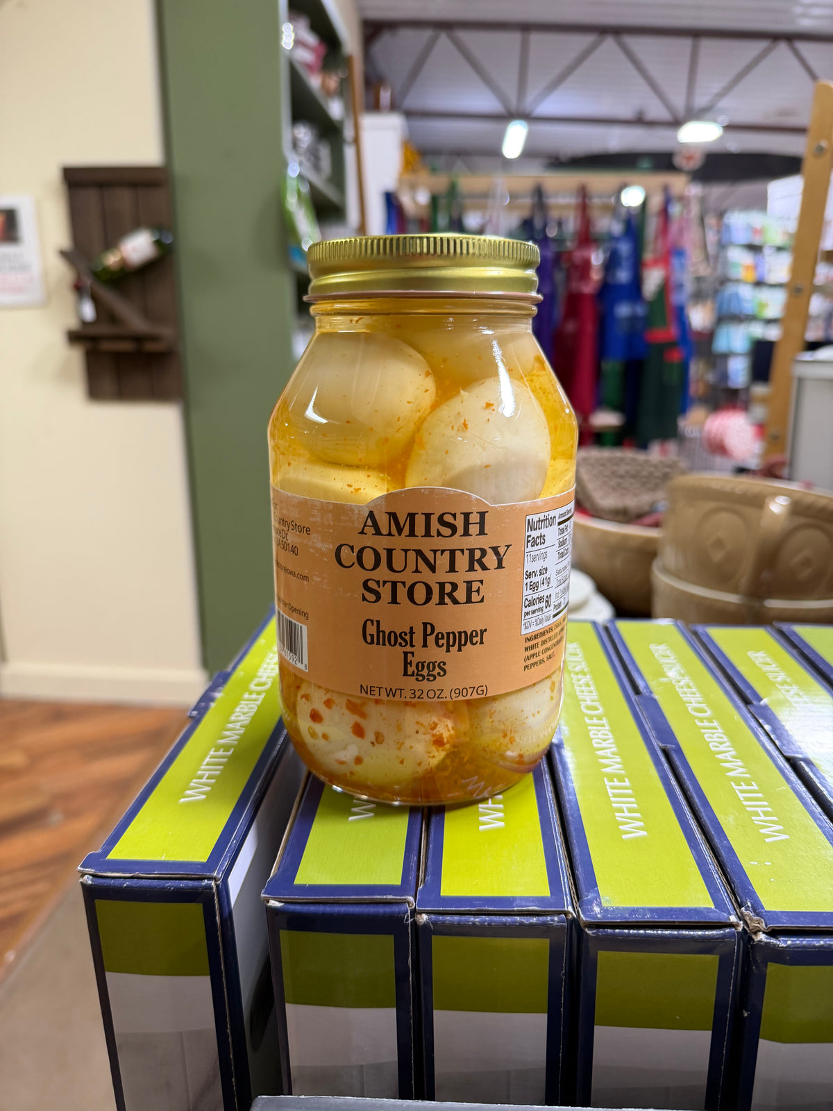 Genuine front label photograph of Ghost Pepper Pickled Eggs | 32 oz