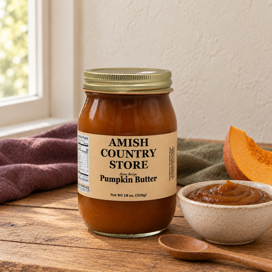 Pumpkin Butter,18 oz, beside a small serving and pumpkin wedge
