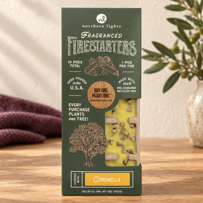 Northern Lights Citronella fragranced firestarters, 10-pod package.