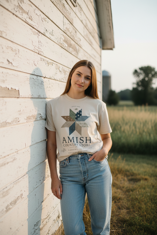 Vintage Wash “Quilt Star” T-Shirt – Amish Country Store