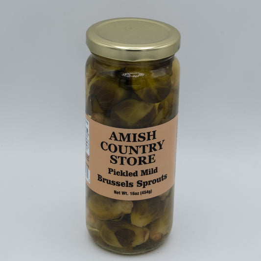Old-Fashioned Mild Pickled Brussels Sprouts (16oz) | Amish Country Store