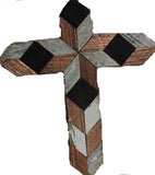 Amish Barn Quilt Wall Art, small cross, Black and Copper