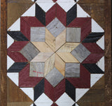 Amish Barn Quilt Wall Art, 30 by 10.5 Red and Copper Flower