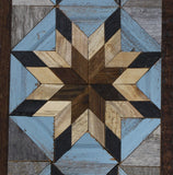 Amish Barn Quilt Wall Art, 30 by 10.5 Teal and Gold Flowers