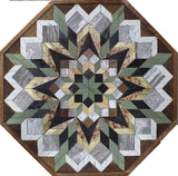 Amish Barn Quilt Wall Art, 3 by 3 Large Octagon: Sage and Silver Flower