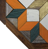 Amish Barn Quilt Wall Art, 1 by 1 - Octagon: Orange, Gold, and Green Flower