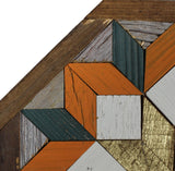 Amish Barn Quilt Wall Art, 1 by 1 - Octagon: Orange, Gold, and Green Flower