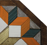 Amish Barn Quilt Wall Art, 1 by 1 - Octagon: Orange, Gold, and Green Flower