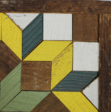 Amish Barn Quilt Wall Art, 1 by 1 - Yellow and Green Flower