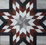 Amish Barn Quilt Wall Art, 3 by 3 Large Red and Black Starburst