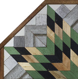 Amish Barn Quilt Wall Art, 3 by 3 Large Green and Black Star