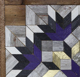 Amish Barn Quilt Wall Art, 2 by 2 Purple, Black, and Gold Flower