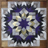 Amish Barn Quilt Wall Art, 2 by 2 Purple, Black, and Gold Flower