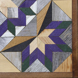 Amish Barn Quilt Wall Art, 2 by 2 Purple and Green Flowerburst