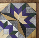 Amish Barn Quilt Wall Art, 2 by 2 Purple and Green Flowerburst