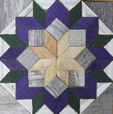 Amish Barn Quilt Wall Art, 2 by 2 Purple and Green Flowerburst