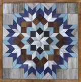 Amish Barn Quilt Wall Art, 2 by 2 Light Blue, Blue, and White Flower