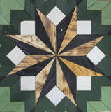 Amish Barn Quilt Wall Art, 2 by 2 Octagon: Sage and Green Star