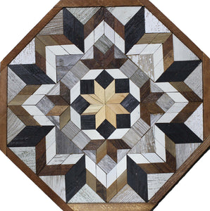 Amish Barn Quilt Wall Art, 2 by 2 Octagon: Neutral Color Starburst