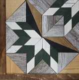 Amish Barn Quilt Wall Art, 2 by 2 Green and White Starburst