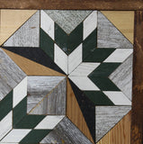 Amish Barn Quilt Wall Art, 2 by 2 Green and White Starburst