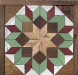 Amish Barn Quilt Wall Art, 30 by 10.5 Green and Red Flowers