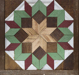 Amish Barn Quilt Wall Art, 30 by 10.5 Green and Red Flowers