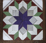 Amish Barn Quilt Wall Art, 30 by 10.5 Green and Purple Flowers