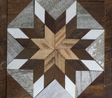 Amish Barn Quilt Wall Art, 30 by 10.5 White and Brown Stars