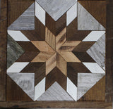 Amish Barn Quilt Wall Art, 30 by 10.5 White and Brown Stars