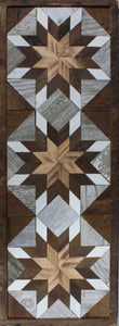 Amish Barn Quilt Wall Art, 30 by 10.5 White and Brown Stars