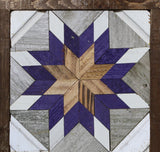 Amish Barn Quilt Wall Art, 30 by 10.5 Purple and White Stars